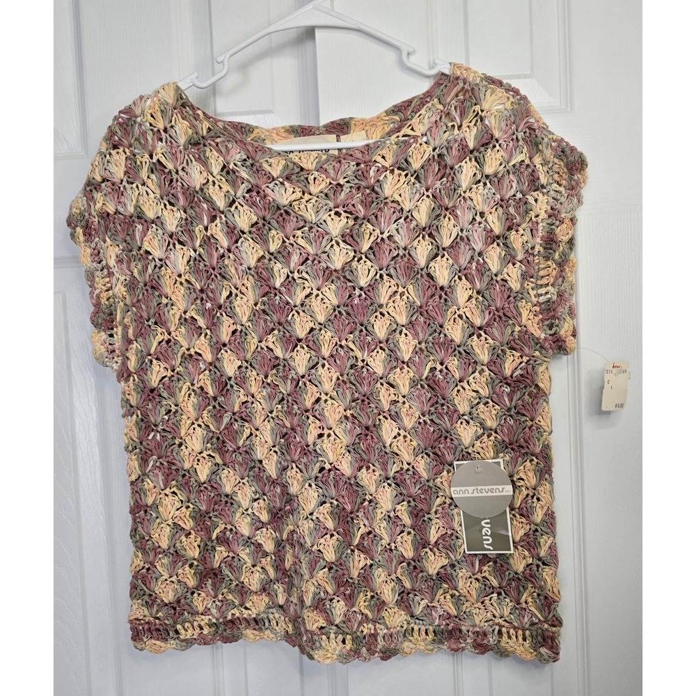 Vintage Ann Stevens Handknitted Multicolor Top- Women's Size Large